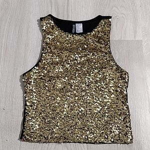 H&M Size Small gold sparkly sequin crop top